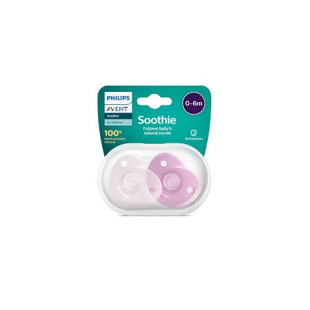  CHUPETE SILICONA PHILIPS AVENT SOOTHIES 0-6 MESES 2 UNIDADES NIÑA 
