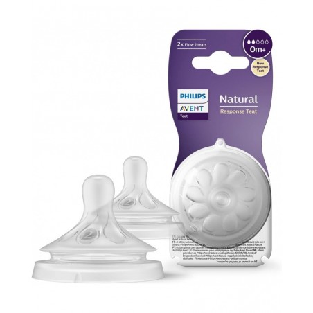  TETINA NATURAL FLUJO LENTO PHILIPS AVENT NATURAL RESPONSE + 0 MESES 2 UNIDADES 