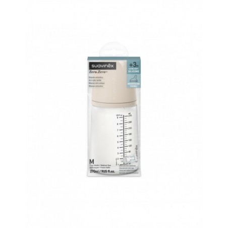  SUAVINEX ZERO.ZERO BIBERON ANTICOLICO SILICONA TALLA M +3 MESES 270 ML 