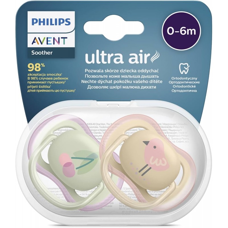 CHUPETE SILICONA PHILIPS AVENT ULTRA AIR COLLECTION 0 - 6 MESES 2 UNIDADES NIÑA MARIPOSA SCF080/02 CHUPETE SILICONA PHILIPS AVENT ULTRA AIR COLLECTION 0 - 6 MESES 2 UNIDADES NIÑA MARIPOSA SCF080/02