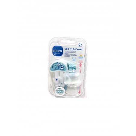  MAM CLIP IT & COVER BROCHE CHUPETE Y PROTECCION  AZUL 