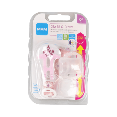  MAM CLIP IT & COVER BROCHE CHUPETE PROTECCION  ROSA 