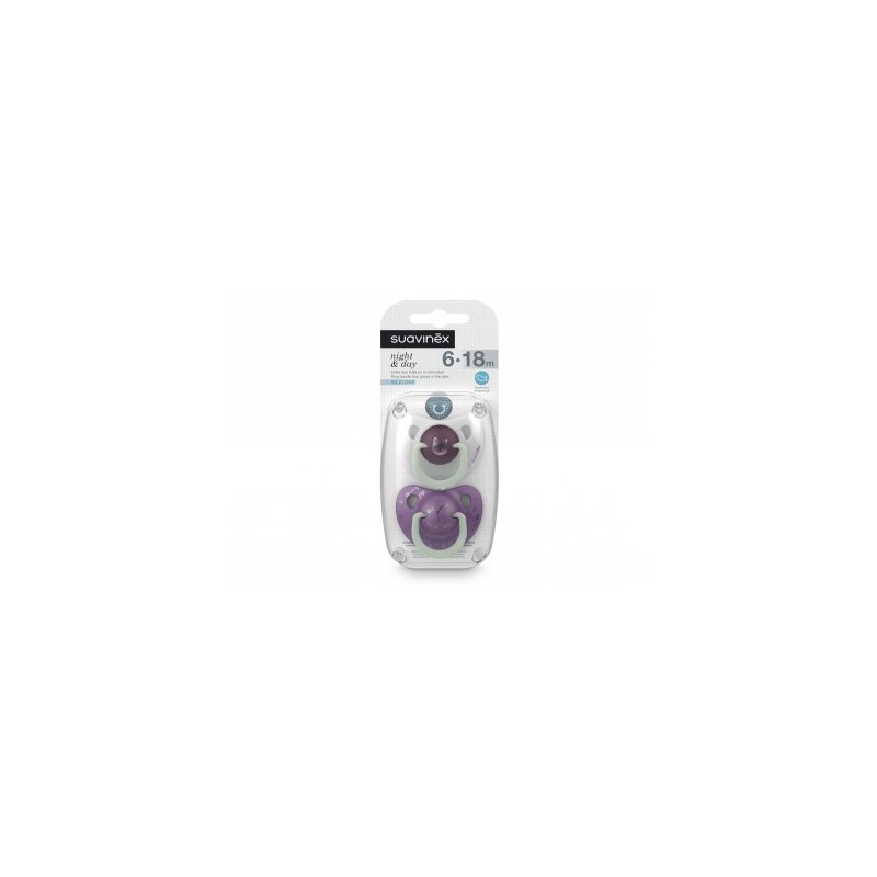 SUAVINEX CHUPETE SILICONA T ANATOMICA NOCHE 6-18 M 2 UNIDADES
