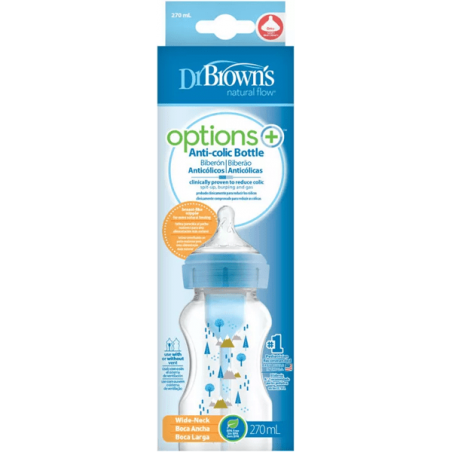  DR BROWN´S  BIBERON BOCA ANCHA NATURAL FLOW TETINA NIVEL 1 +0 270 ML OCEANO 
