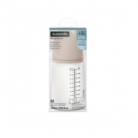  SUAVINEX BIBERON ANTICOLICO TETINA SILICONA FLUJO MEDIO +3 M 270 ML ALMOND 