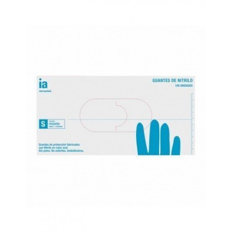  GUANTES DE NITRILO SIN POLVO INTERAPOTHEK 100 UNIDADES TALLA S 