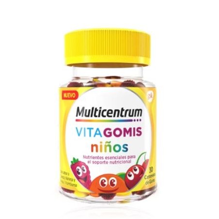  MULTICENTRUM VITAGOMIS NIÑOS 30 CARAMELOS DE GOMA SABOR FRUTOS CEREZA NARANJA Y FRESA/FRAMBUESA 