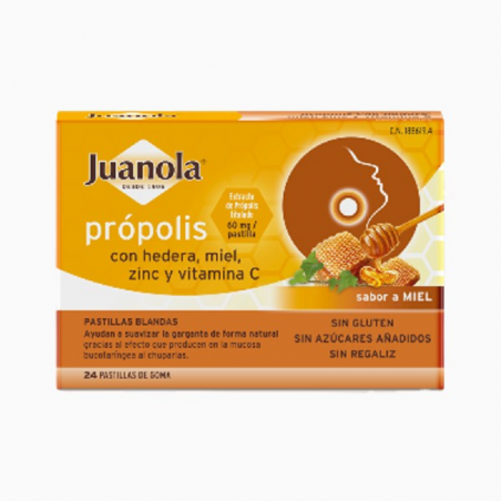  JUANOLA PROPOLIS HIEDRA MIEL 24 PASTILLAS BLANDAS 