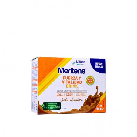  MERITENE FUERZA Y VITALIDAD DRINK 6 BOTELLAS 180 ML SABOR CHOCOLATE 