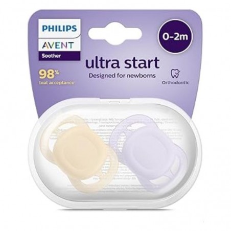  AVENT CHUPETE SILICONA PHILIPS ULTRA START 0-2 MESES 2 UNIDADES NIÑA 