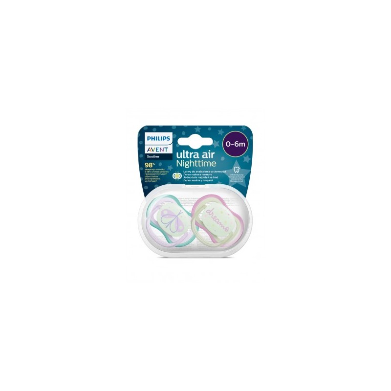 CHUPETE SILICONA PHILIPS AVENT ULTRA AIR NOCTURNO 0 - 6 MESES 2 UNIDADES NIÑA CHUPETE SILICONA PHILIPS AVENT ULTRA AIR NOCTURNO 0 - 6 MESES 2 UNIDADES NIÑA