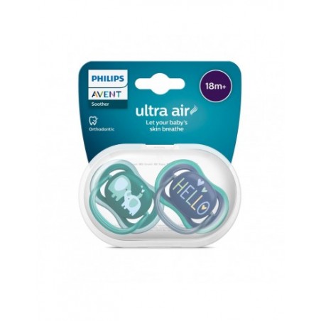  CHUPETE SILICONA PHILIPS AVENT ULTRA AIR + 18 MESES 2 UNIDADES NIÑO 