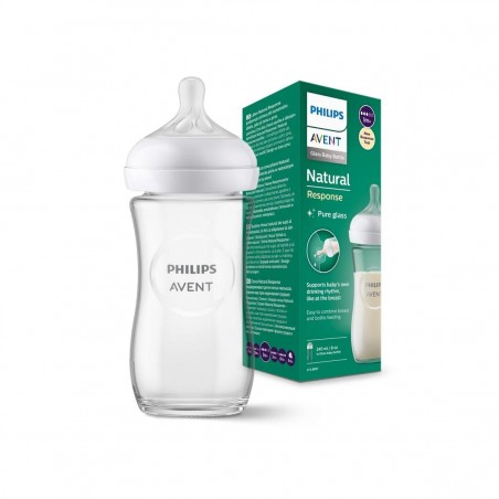  PHILIPS AVENT NATURAL BIBERON ANTI-COLIC CRISTAL RESPONSE + 1 MES 1 UNIDAD 240 ML 