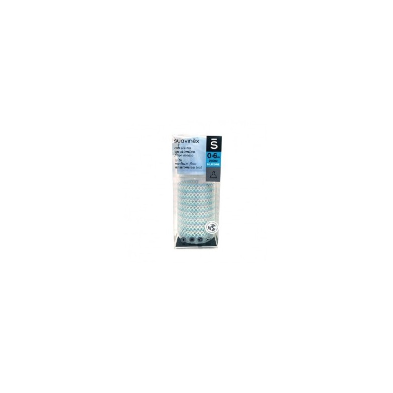 SUAVINEX BIBERON TETINA ANATOMICA SILICONA CLASICO TALLA 1 FLUJO MEDIO 270 ML