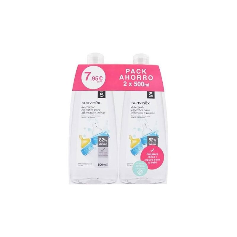 SUAVINEX DETERGENTE ESPECIFICO BIBERONES TETINAS DUPLO 500 ML + 500 ML SUAVINEX DETERGENTE ESPECIFICO BIBERONES TETINAS DUPLO 500 ML + 500 ML