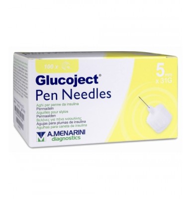 GLUCOJECT PEN NEEDLES 31 G 5 MM 100 AGUJAS