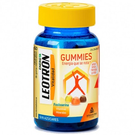  LEOTRON GUMMIES 60 CARAMELOS DE GOMA MASTICABLES SABOR LIMON NARANJA Y COLA 