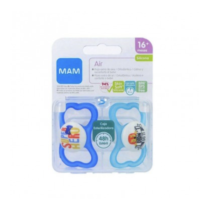 MAM AIR CHUPETE SILICONA SIMETRICA 16+ R PACK DOBLE MAM AIR CHUPETE SILICONA SIMETRICA 16+ R PACK DOBLE