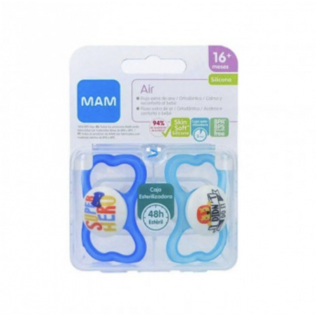  MAM AIR CHUPETE SILICONA SIMETRICA 16+ R PACK DOBLE 