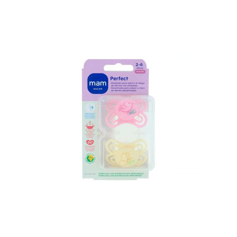 MAM PERFECT CHUPETE SILICONA 2-6 MESES MATT R PACK DOBLE