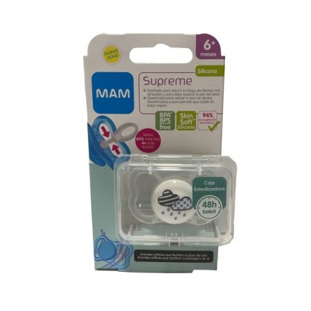  MAM SUPREME CHUPETE SILICONA SIMETRICA +6 MESES MATT A 1 UNIDAD 