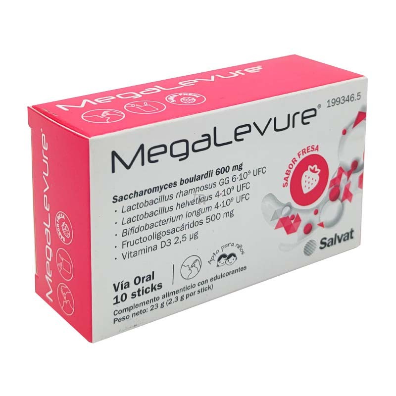 MEGALEVURE 10 STICKS SABOR FRESA MEGALEVURE 10 STICKS SABOR FRESA