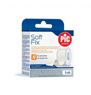 PIC ESPARADRAPO SOFT FIX TEJIDO SIN TEJER 5 M X 5 CM COLOR BLANCO