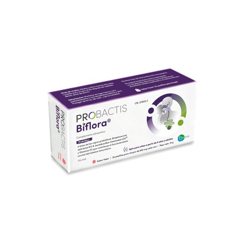 PROBACTIS BIFLORA 20 PASTILLAS PARA CHUPAR SABOR FRESA PROBACTIS BIFLORA 20 PASTILLAS PARA CHUPAR SABOR FRESA