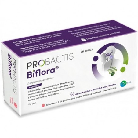  PROBACTIS BIFLORA 20 PASTILLAS PARA CHUPAR SABOR FRESA 