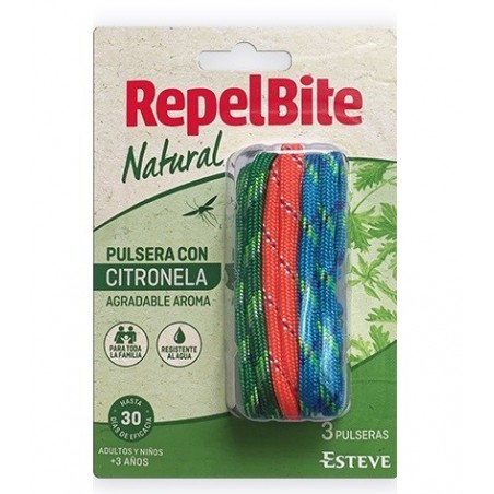  REPEL BITE NATURAL PULSERA DE CUERDA CON CITRONELA 3 UNIDADES 