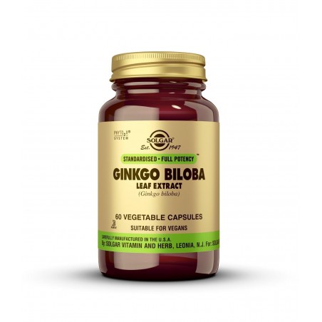  SOLGAR GINKGO BILOBA EXTRACTO DE HOJA 60 CAPSULAS VEGETALES 