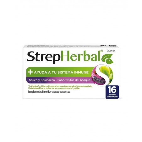  STREPHERBAL 16 PASTILLAS PARA CHUPAR SABOR SAUCO Y EQUINACEA 