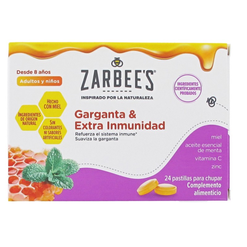 ZARBEES GARGANTA Y EXTRA INMUNIDAD 24 PASTILLAS PARA CHUPAR ZARBEES GARGANTA Y EXTRA INMUNIDAD 24 PASTILLAS PARA CHUPAR