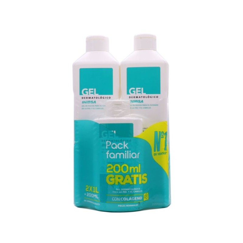 Inibsa Gel Dermatológico 1 Envase 1 l + 1 Envase 200 ml Pack Viaje