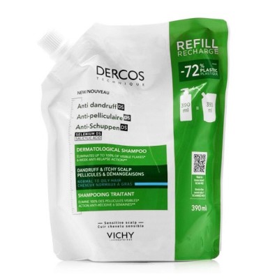 DERCOS CHAMPU ANTICASPA DS CABELLO NORMAL-GRASO REFILL390 ML