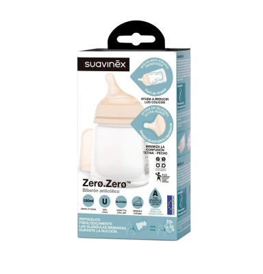Suavinex Zero.Zero Biberón Anticólico Silicona +0 Meses Flujo S 180 ml