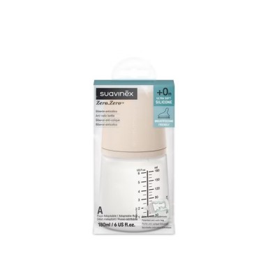 Suavinex Biberón Anticólico Silicona Flujo Adaptable +0 Meses 180 ml Almond