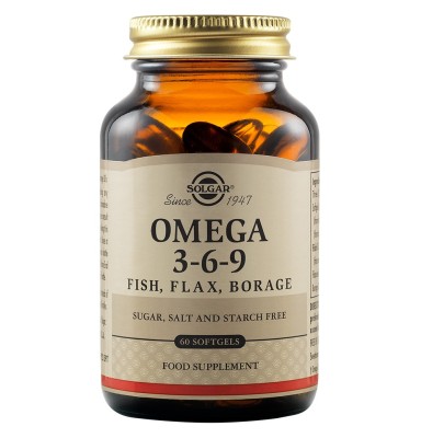 SOLGAR OMEGA 3-6-9 ACEITES DE PESCADO LINO Y BORRAJA 60 CAPSULAS BLANDAS