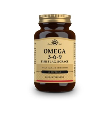 SOLGAR OMEGA 3-6-9 ACEITES DE PESCADO LINO Y BORRAJA 60 CAPSULAS BLANDAS