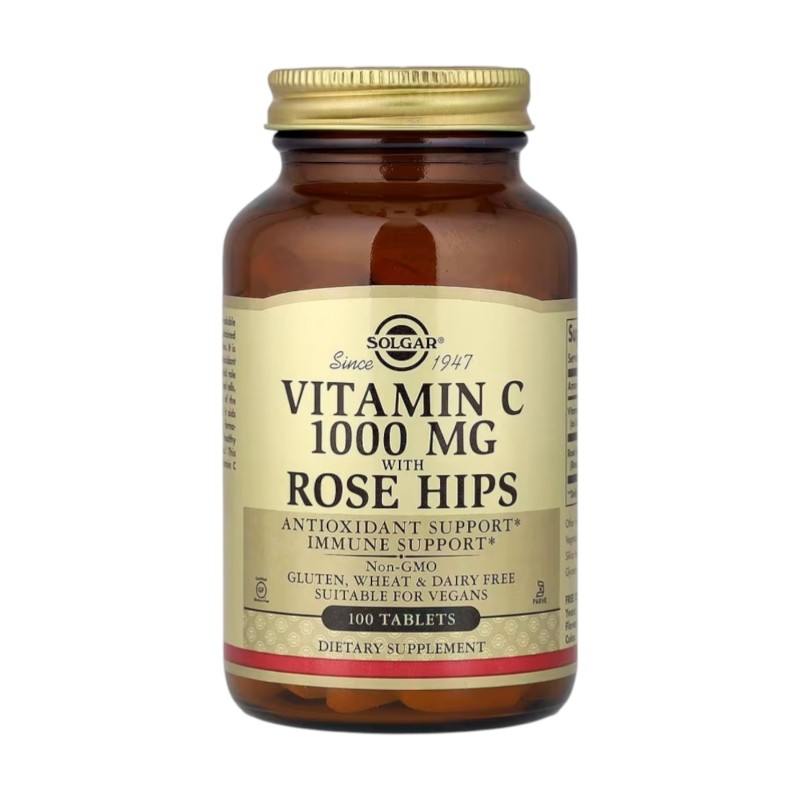 SOLGAR ROSE HIPS C 1000 MG VITAMINA C CON ESCARAMUJO 100 COMPRIMIDOS