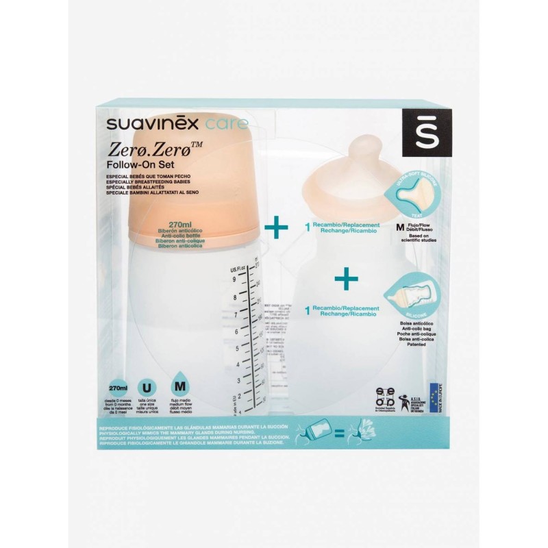 Suavinex Set Zero.Zero Biberón Flujo Adaptable + Chupete SX Pro -2-2