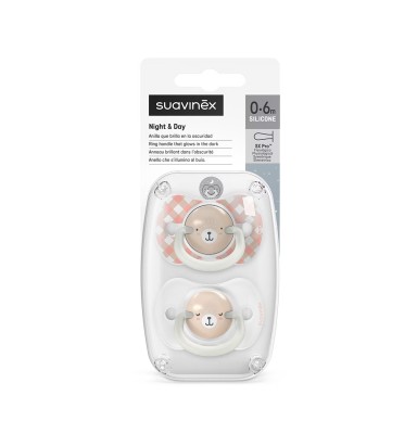 Suavinex Chupete Silicona Night and Day Fisiológico 0-6 Meses 2 Unidades