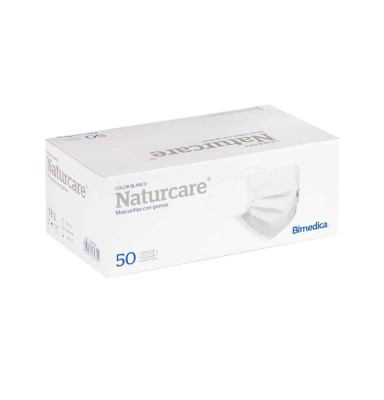 MASCARILLA QUIRURGICA CON GOMAS NATURCARE 50 UNIDADES BLANCAS