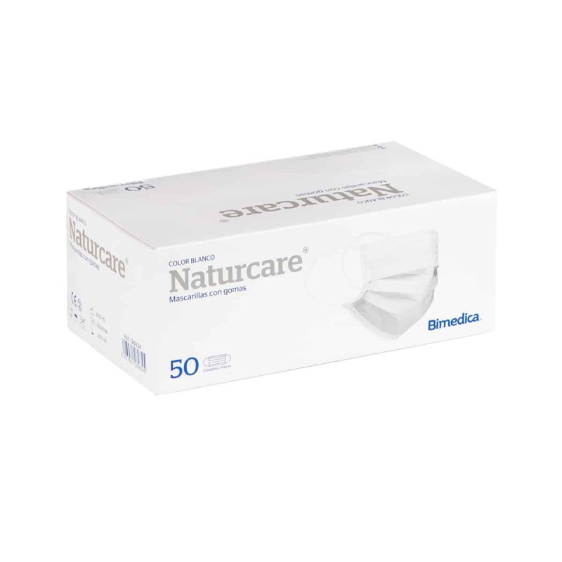 MASCARILLA QUIRURGICA CON GOMAS NATURCARE 50 UNIDADES BLANCAS